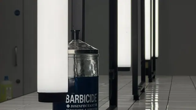 A jar of Barbicide at a station